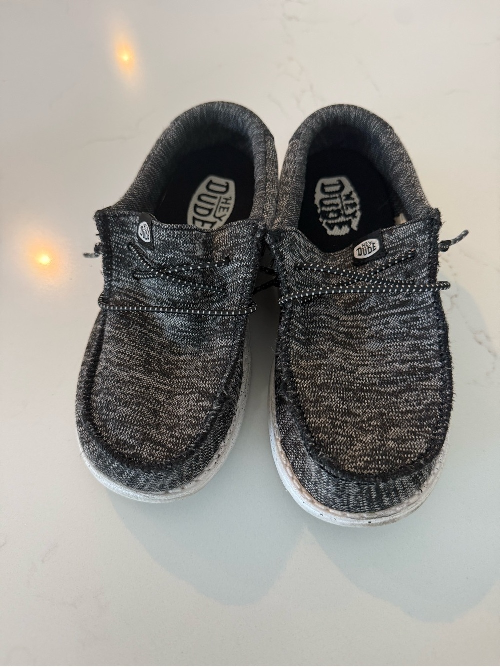 Hey Dude Kids Black Heather Knit Slip-On Sneakers